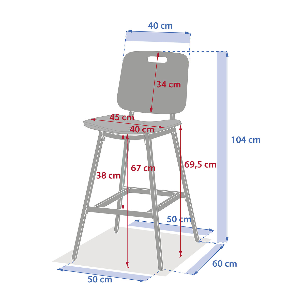 Silla alta TERZANO argile de aluminio