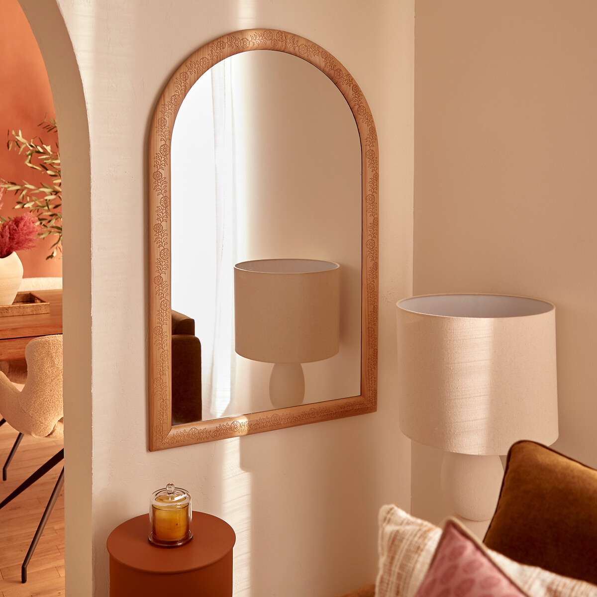 Espejo de pared marr&oacute;n 118cm