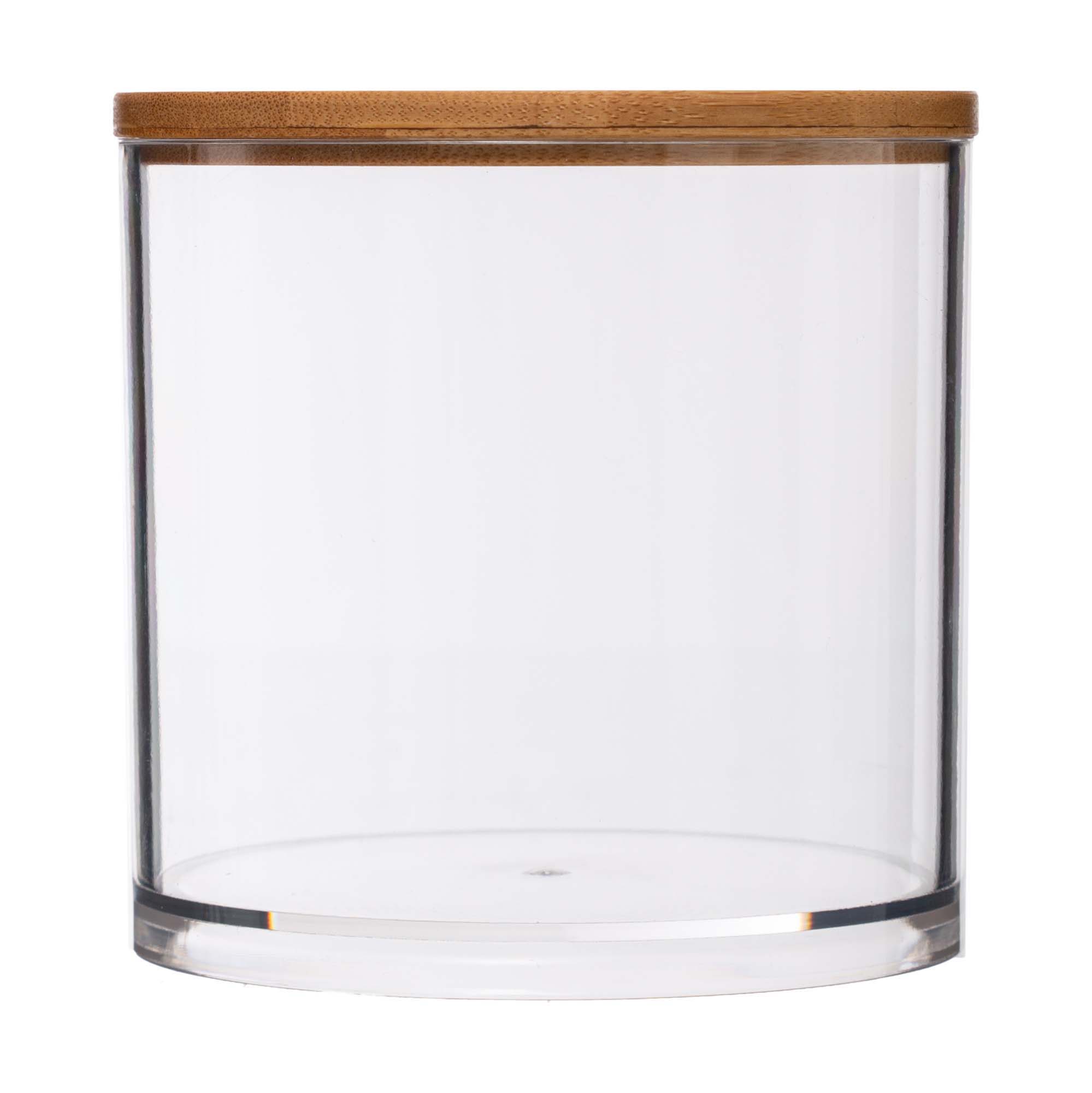 Caja Acr&iacute;lica C/Tapa De Bamb&uacute; P/Algodones