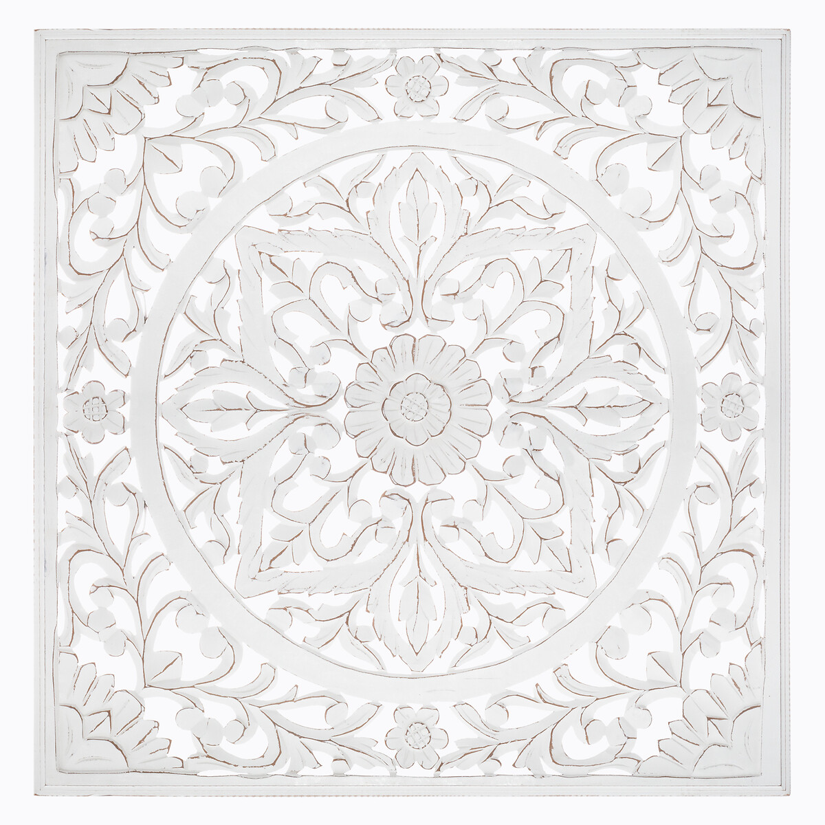 Mural De Madera Tallada Blanco 90x90Cm