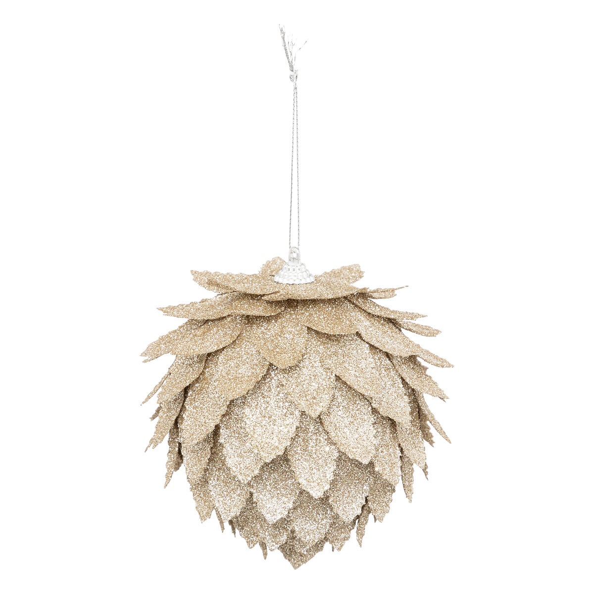 Adorno Navide&ntilde;o Flor De Petalos Dorados C/Glitter