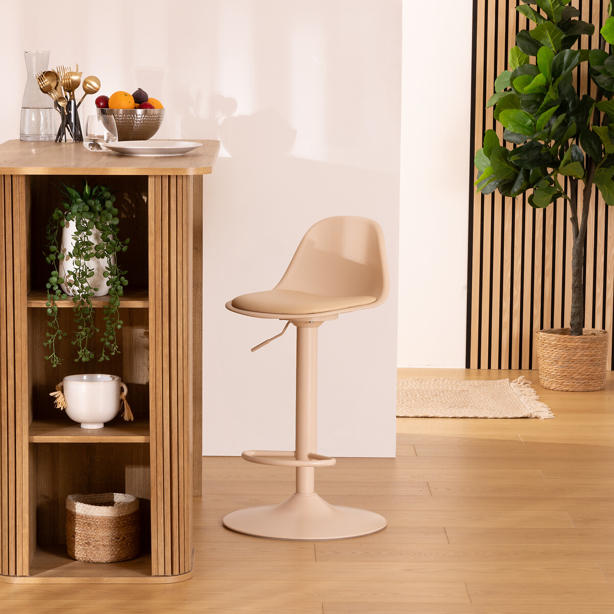 Taburete de bar regulable beige AIKO 