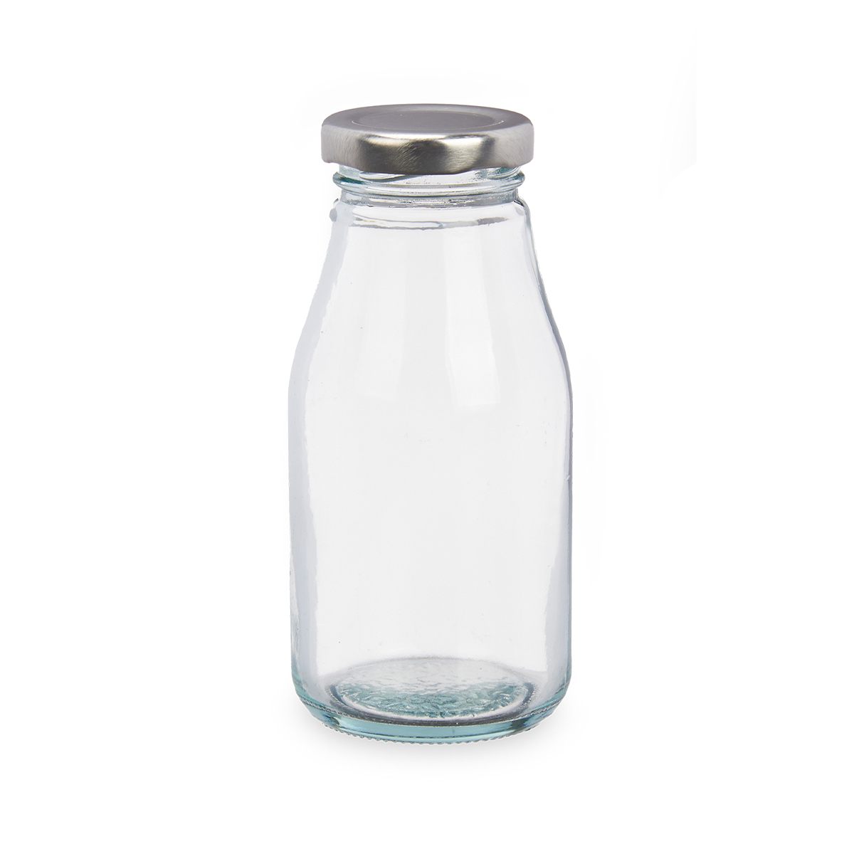 Frasco Vidrio C/Tapa Plateada 250Ml