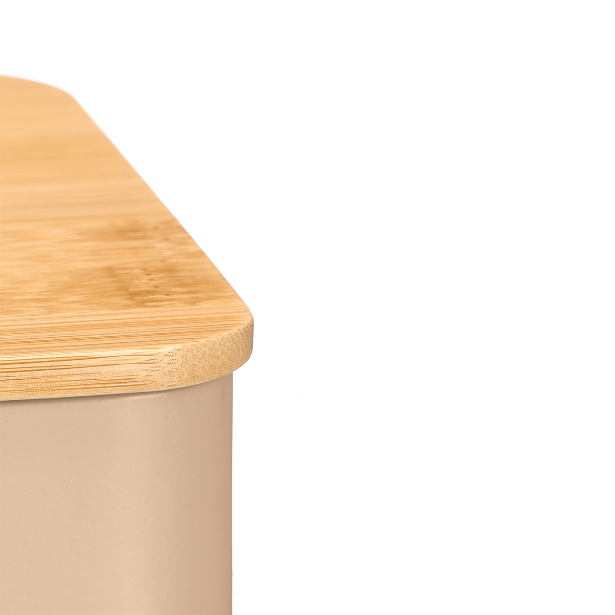 Caja para t&eacute; beige con tapa de bamb&uacute;
