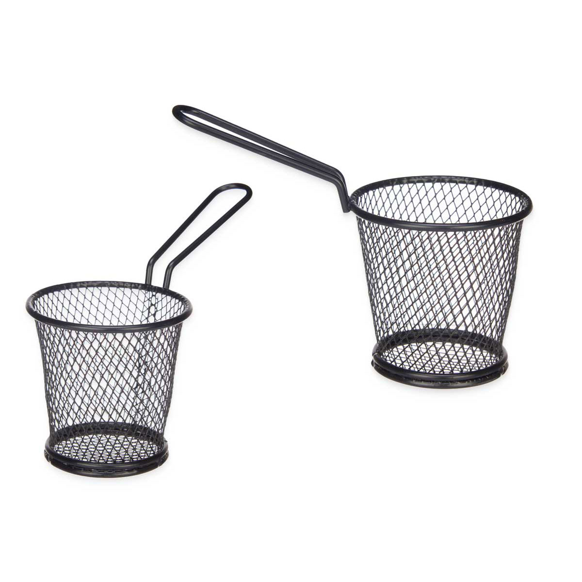 Cesto Para Servir Preto Em Metal Com Pega