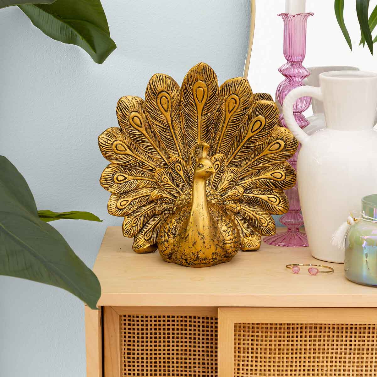 Figura pavo real WILD ROMANCE dorada 27cm