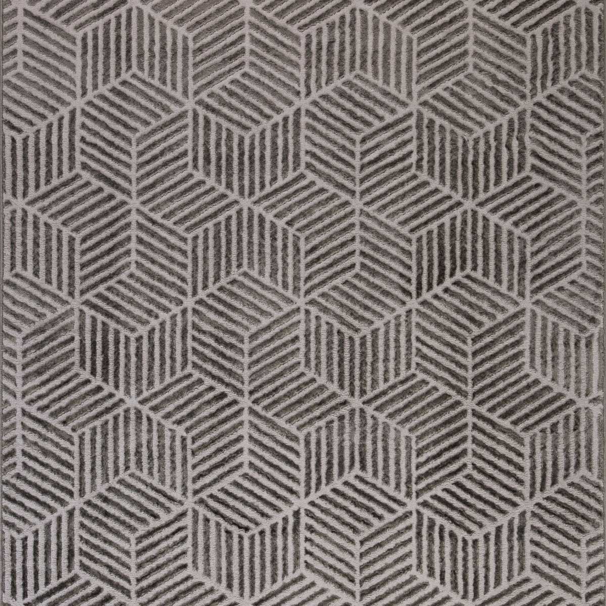 Tapete Zaha Geom&eacute;trico Cinza Antracite 200x285cm