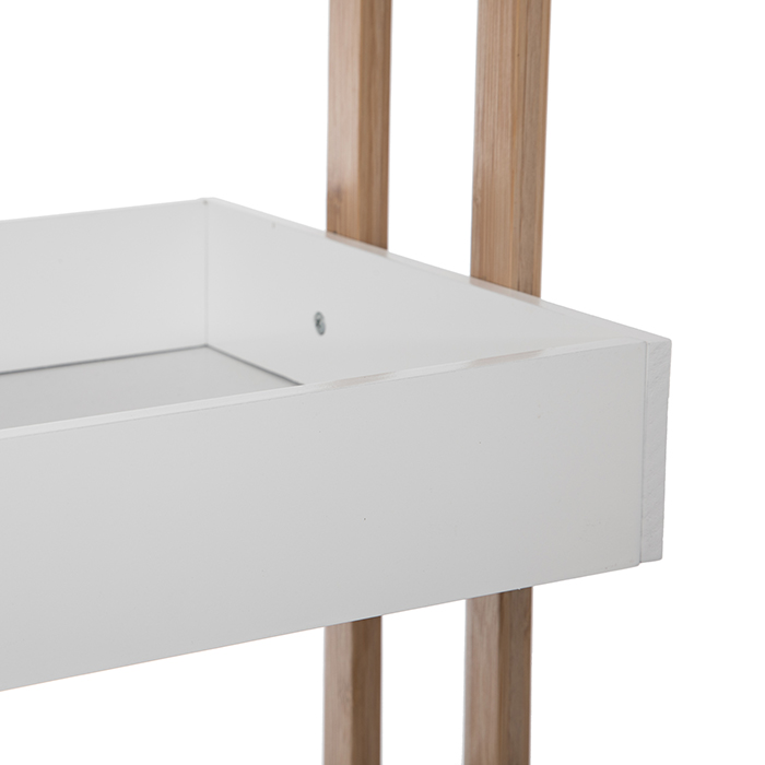 M&oacute;vel WC Branco Natureo Em Bambu E MDF Com Rodas
