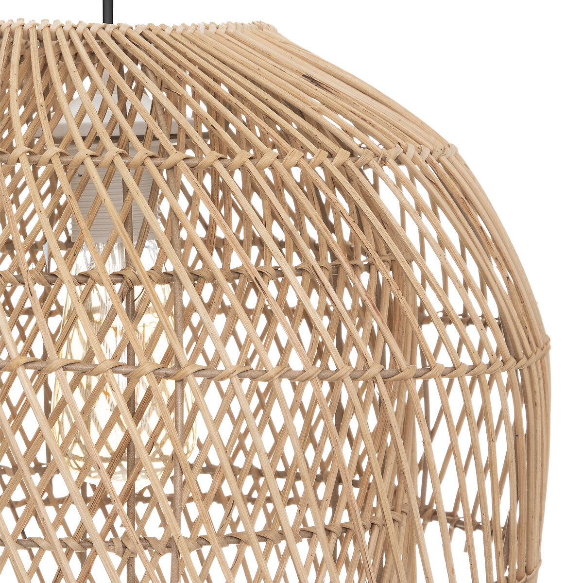 L&aacute;mpara De Techo Kery Beige De Rattan