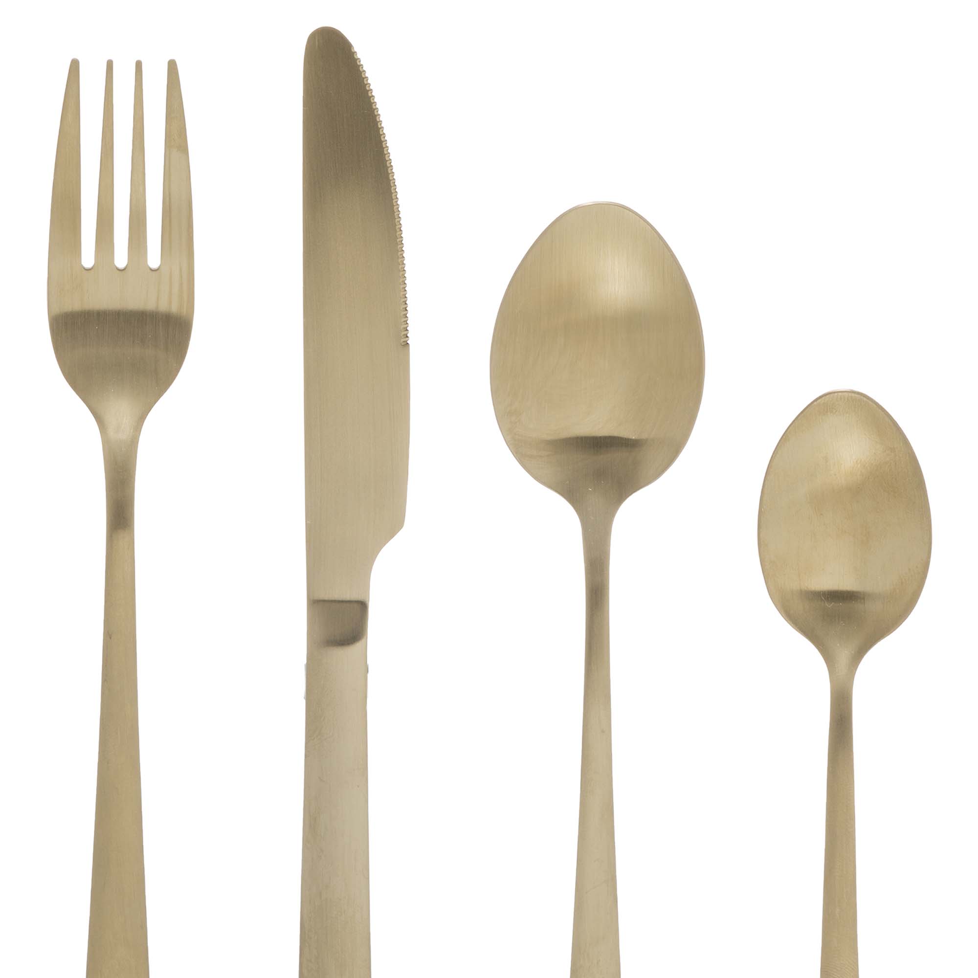 Faqueiro Green De 24 Peças Douradas Em Inox