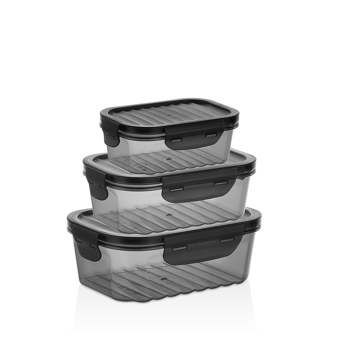 Set de 3 cajas herm&eacute;ticas gris