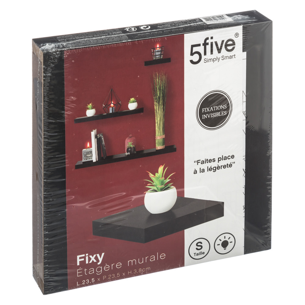 Estante Flotante Mdf Negro 23.5x23.5x3.8