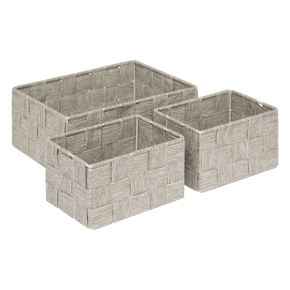 Juego de 3 cestas wc beige de poli&eacute;ster