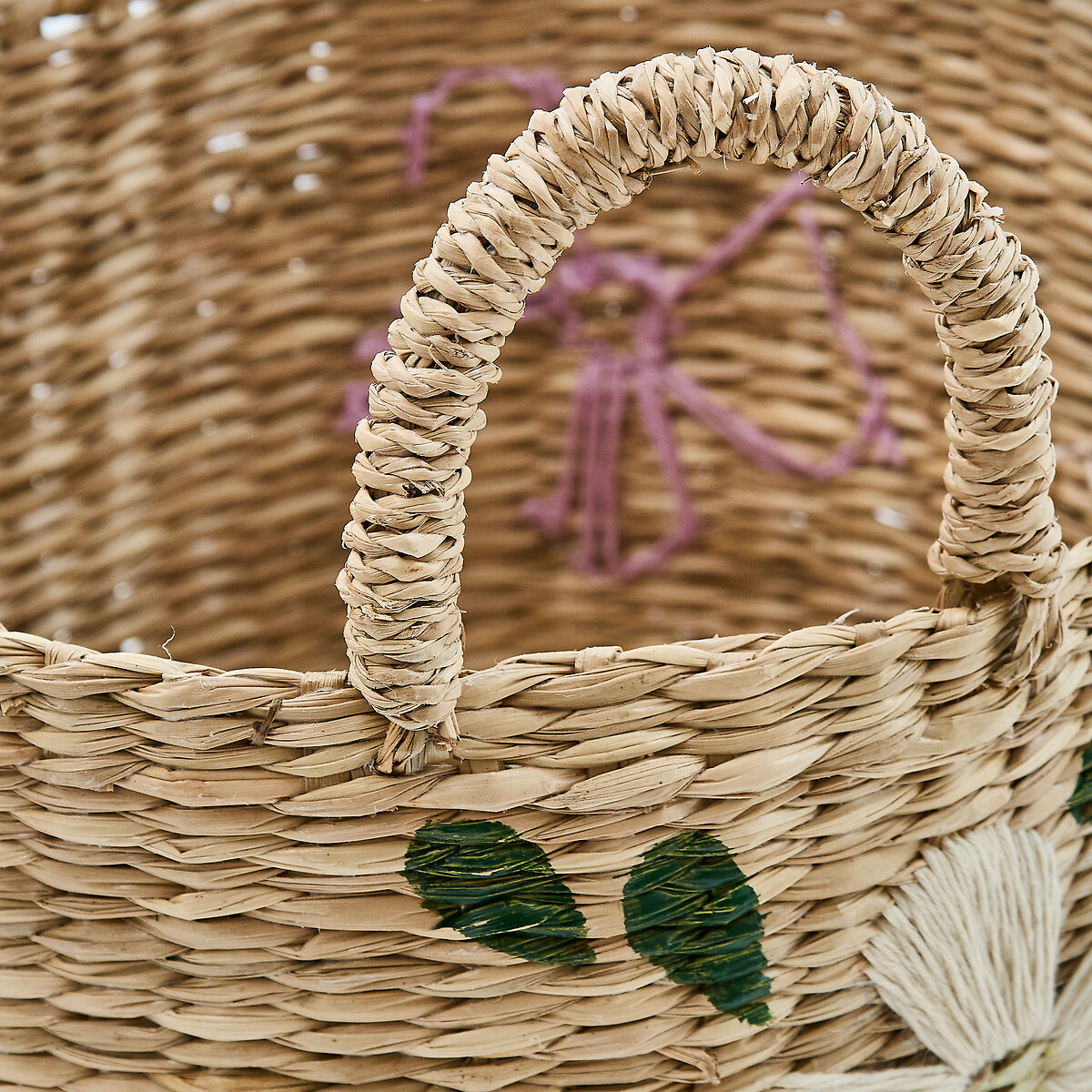 Cesto SAUV bordado con flores 30cm