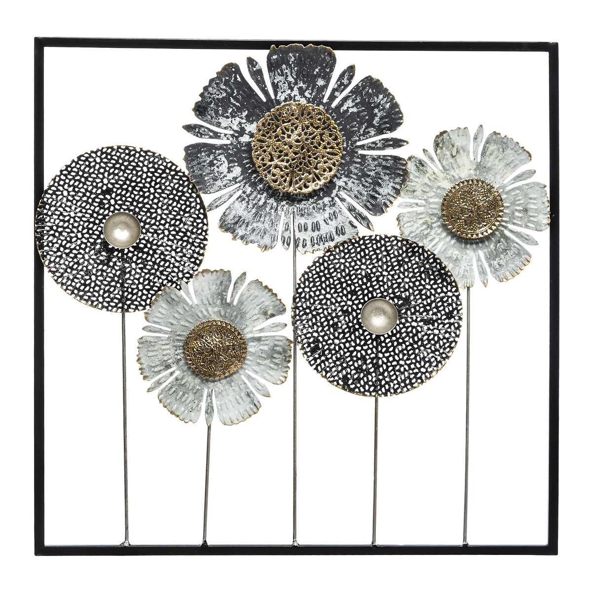 Quadro Decorativo Flor Em Metal 50cm
