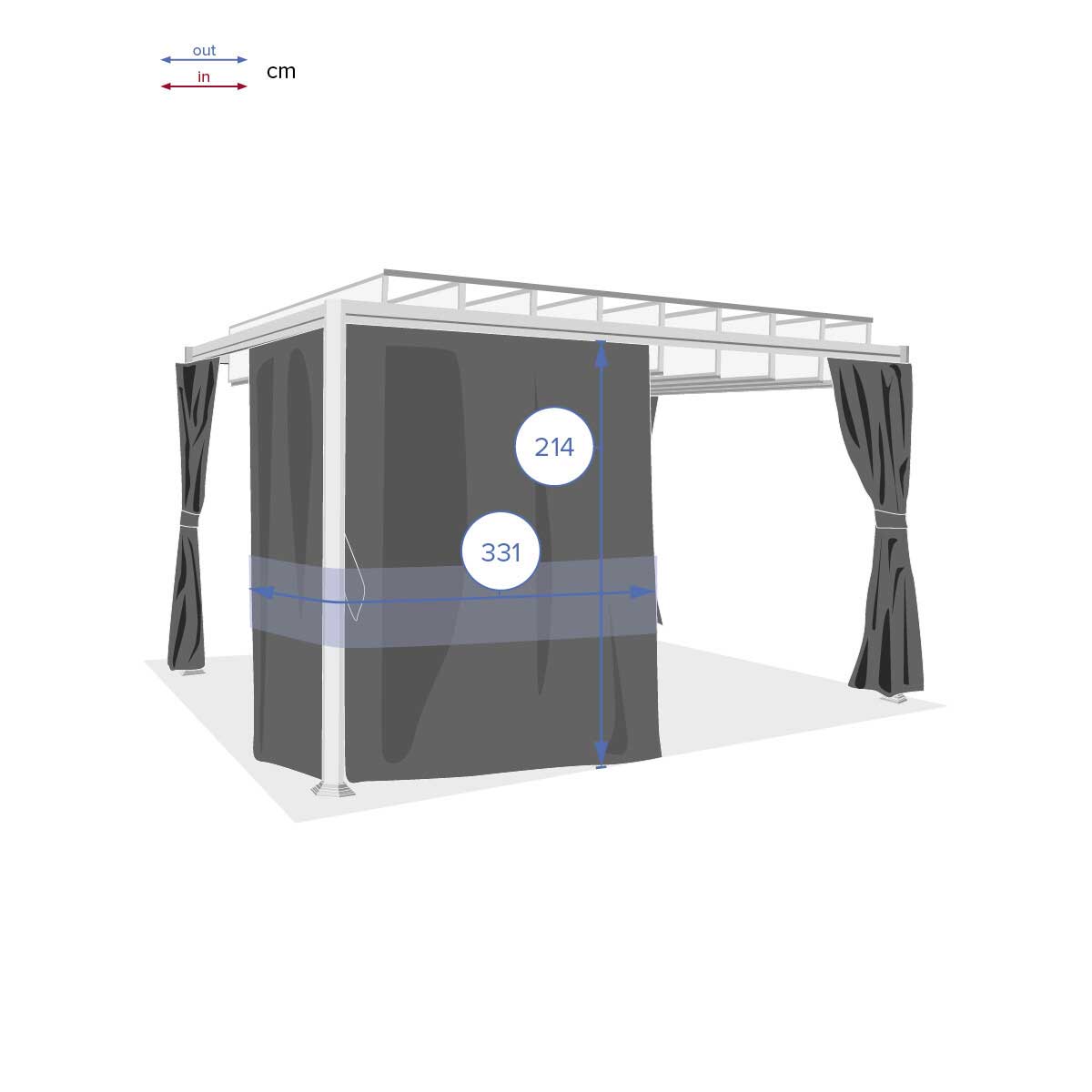 Cortinas para pérgola BELIZE LATTES 3x3.8m