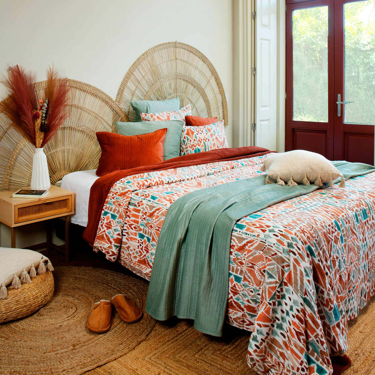 Cabeceira Sea View Bege Em Seagrass