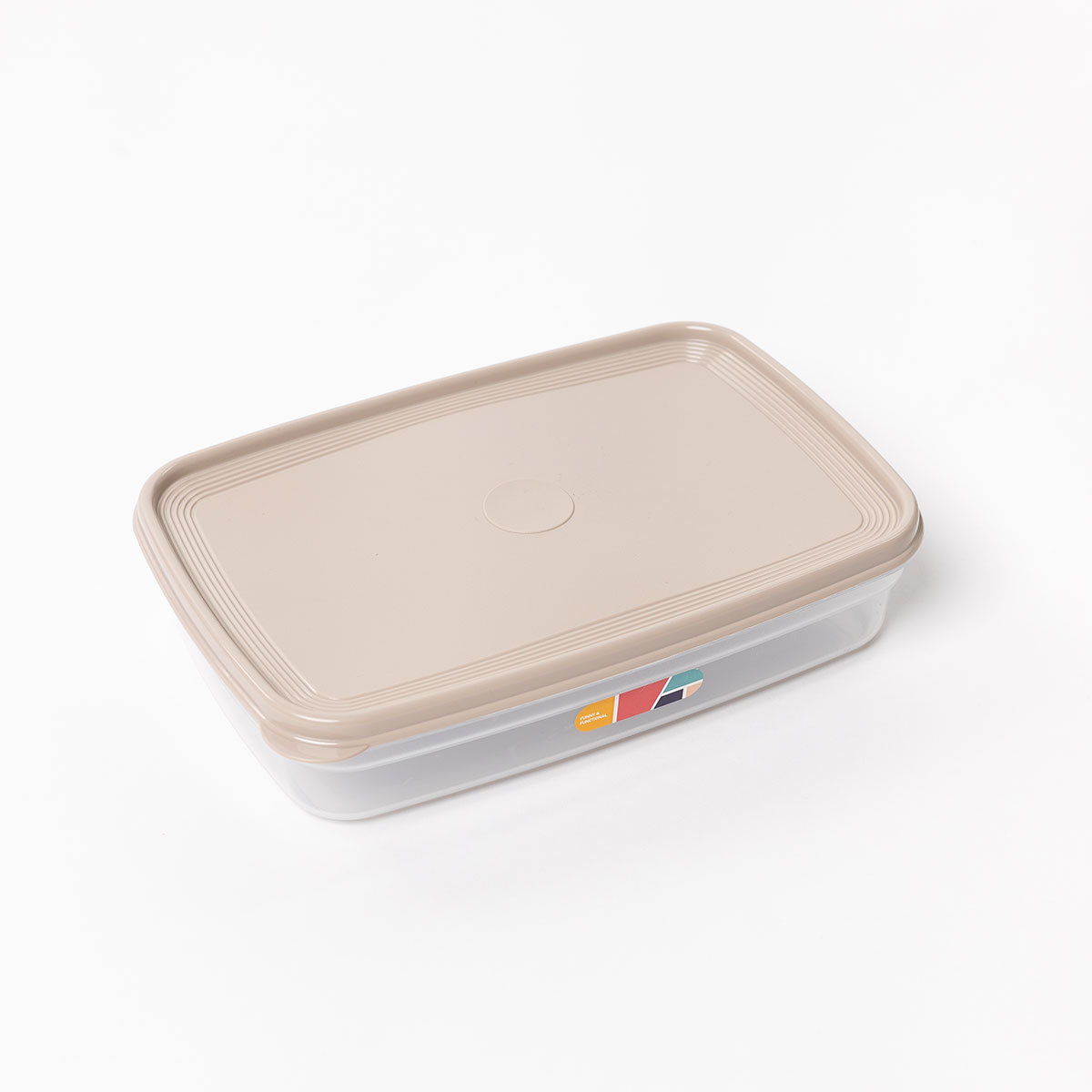 Caja rectangular con tapa beige 2,2L
