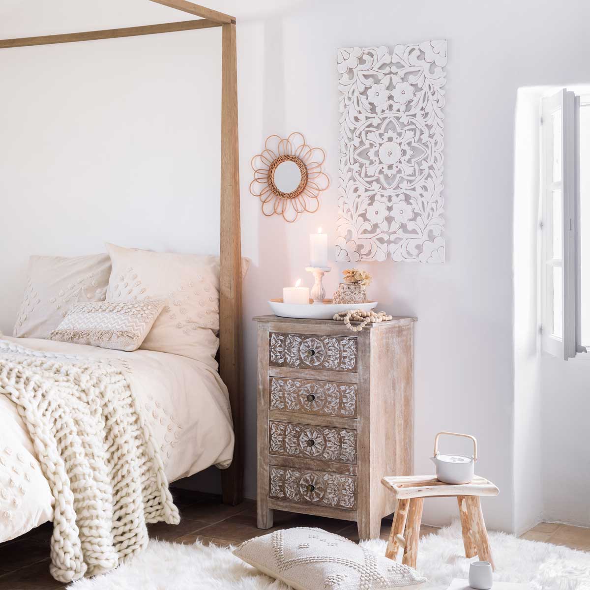 Taburete marrón de madera WOODY 