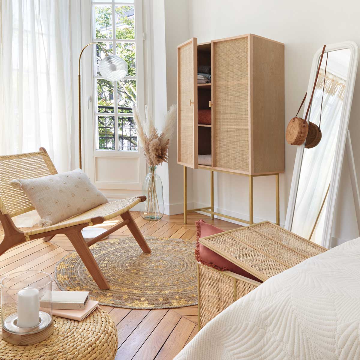 Alfombra dorada de yute 115cm