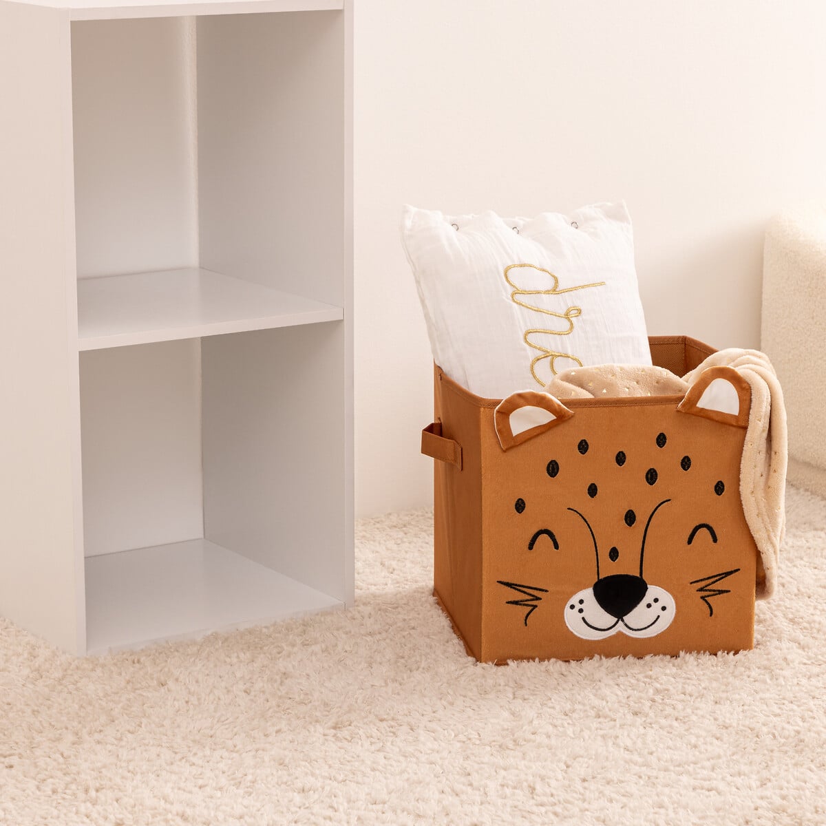 Cubo de Almacenaje Leopardo De Terciopelo