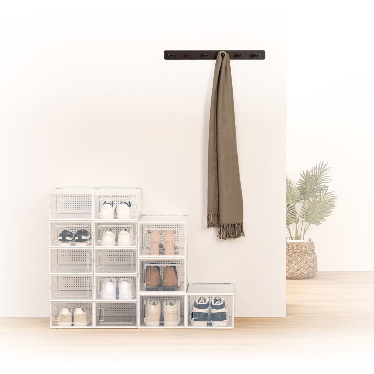 Juego De 4 Cajas Apilables P/Zapatos Stack 