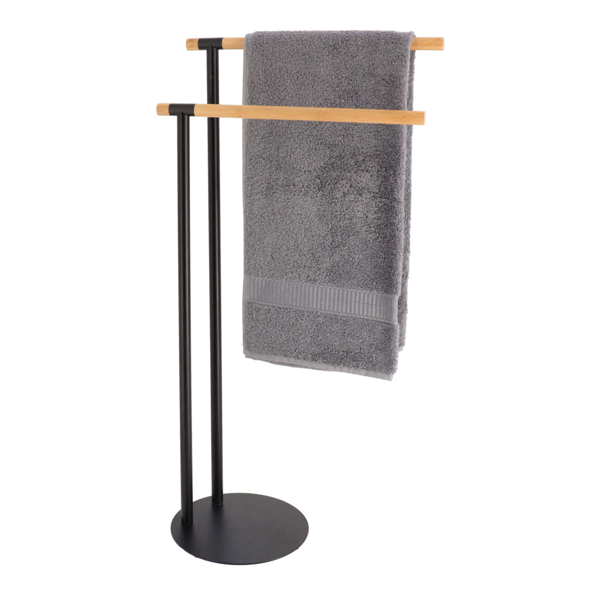 Toallero C/2 Barras Metal Y Bamb&uacute; Negro