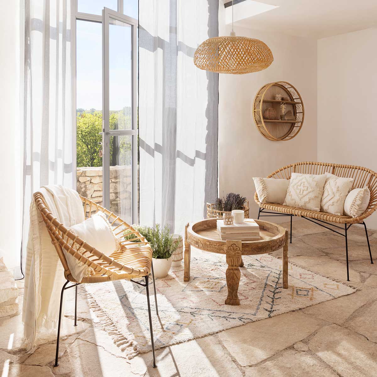 Estantería Redonda De Bambú Ina 70x15x70Cm