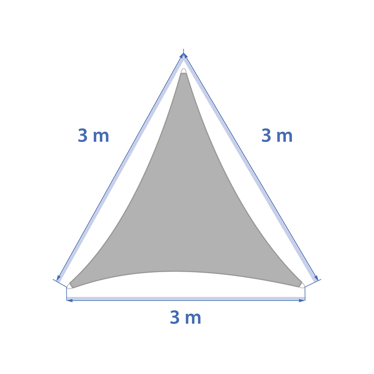 Toldo solar CURA&Ccedil;AO triangular ble 3x3m