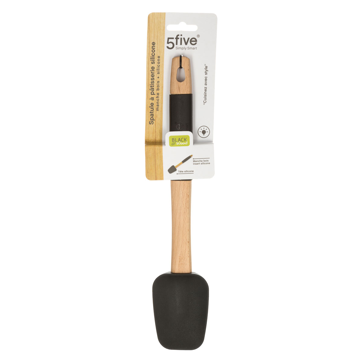 Esp&aacute;tula De Silicona Con Mango De Madera