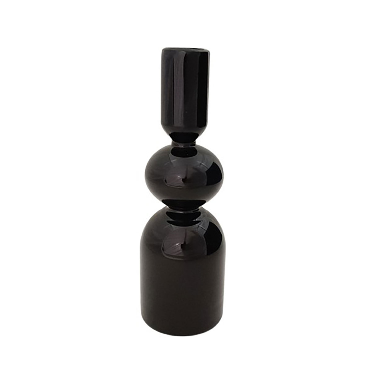 Portavelas negro de vidrio 24.5 cm
