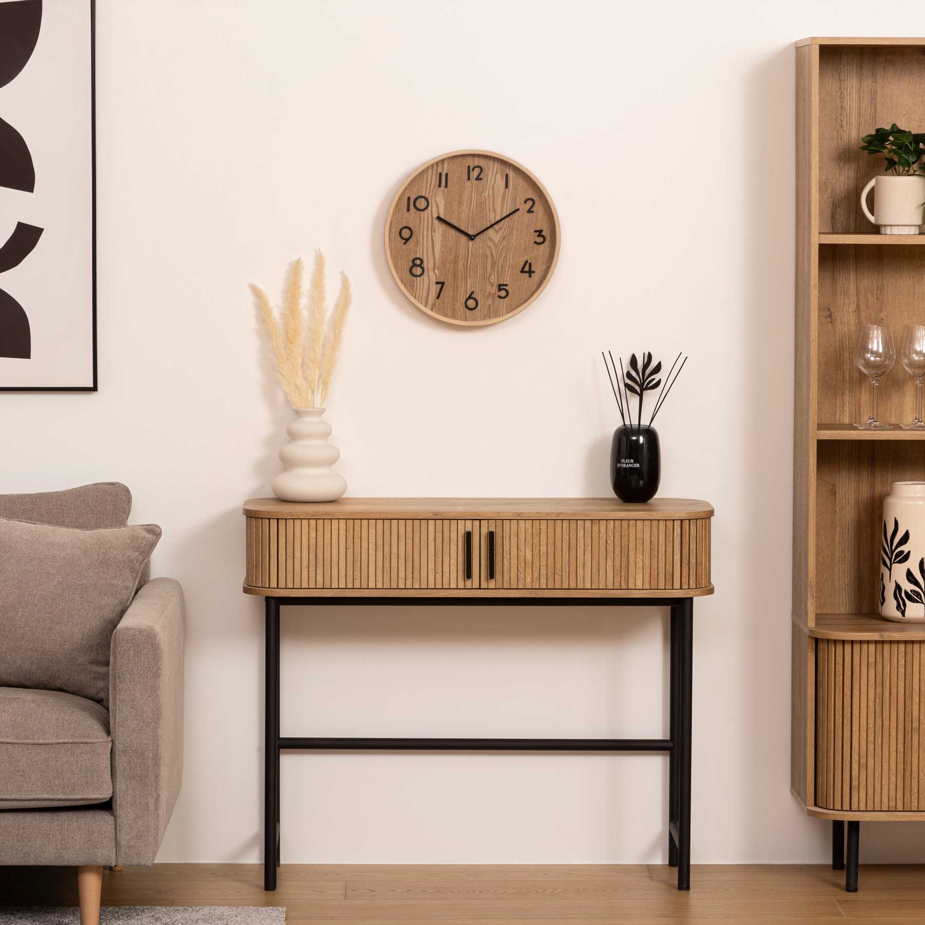 Reloj De Pared Ivana De Madera 38Cm