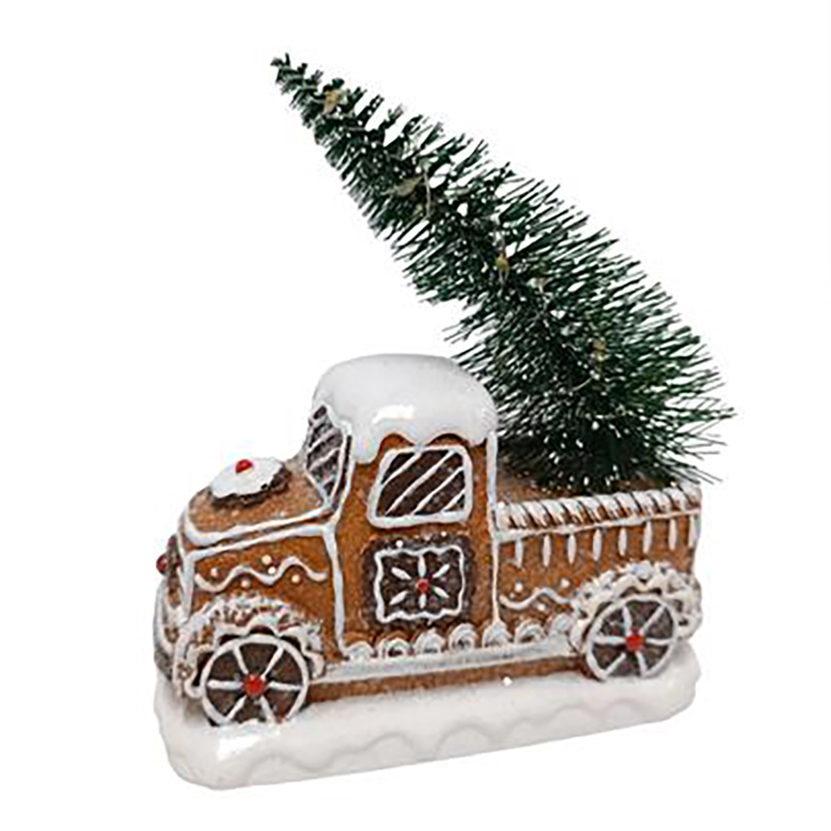 Carrinha Castanha Decora&ccedil;&atilde;o Biscoito Com &Aacute;rvore Luminosa