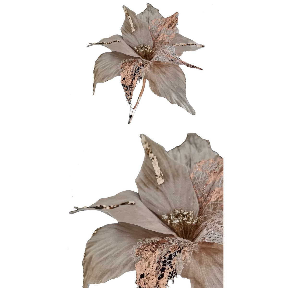 Pick Poiséntia De Veludo Com Lantejoulas Douradas