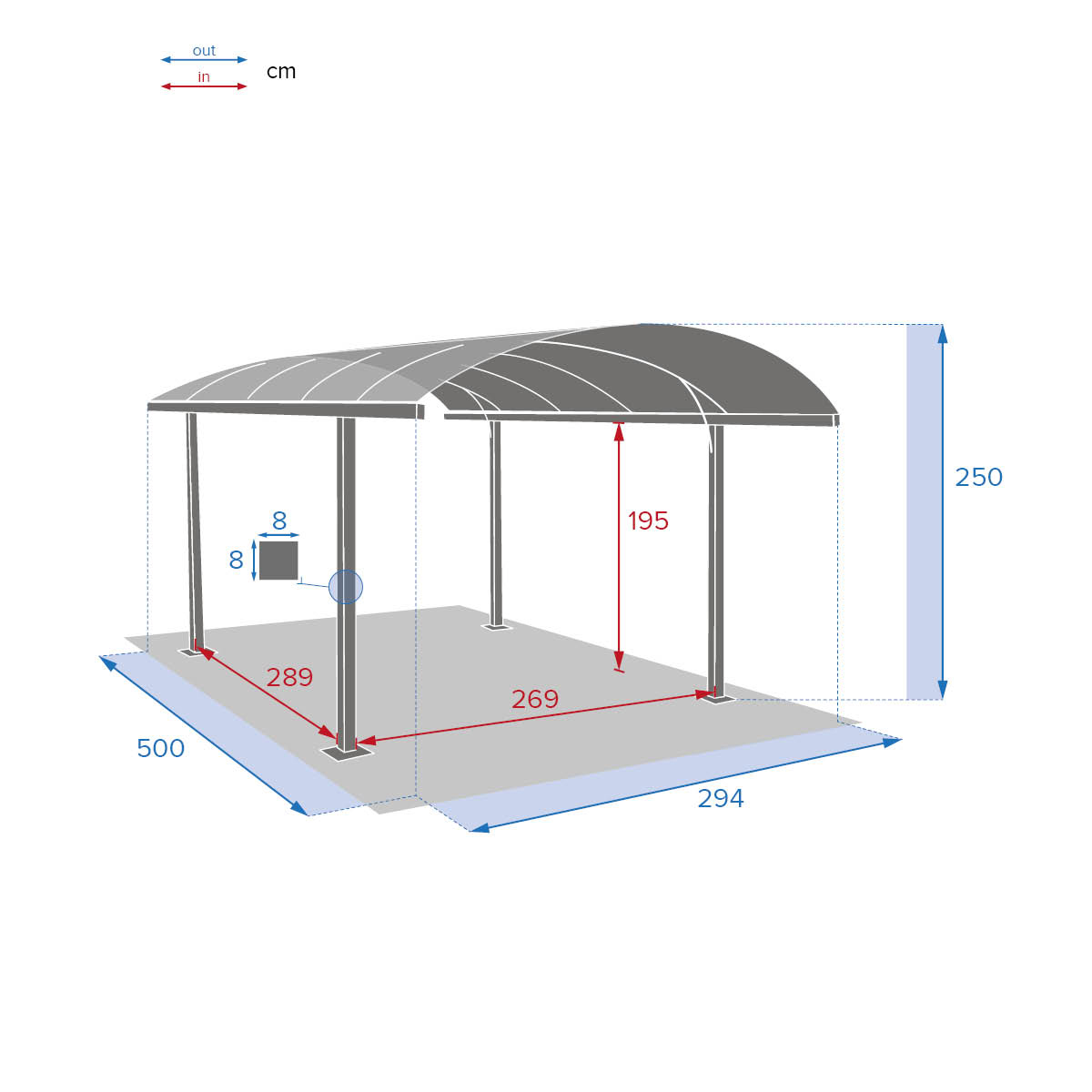 Cenador BELIZE grafito 5x3m