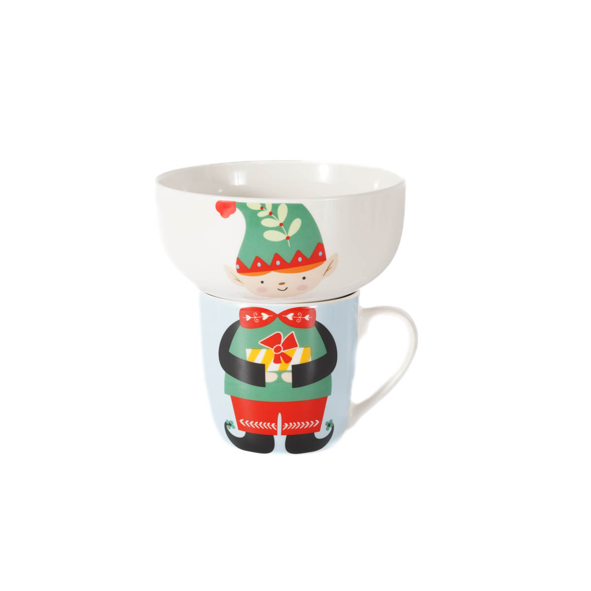 Set de taza y bowl elfo verde