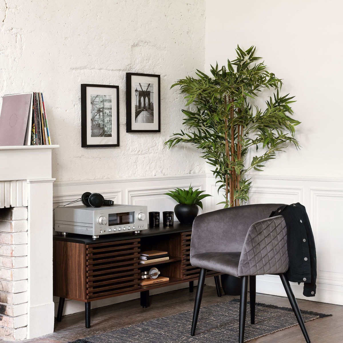 Sillón Marlo Terciopelo Gris 55x57x76Cm