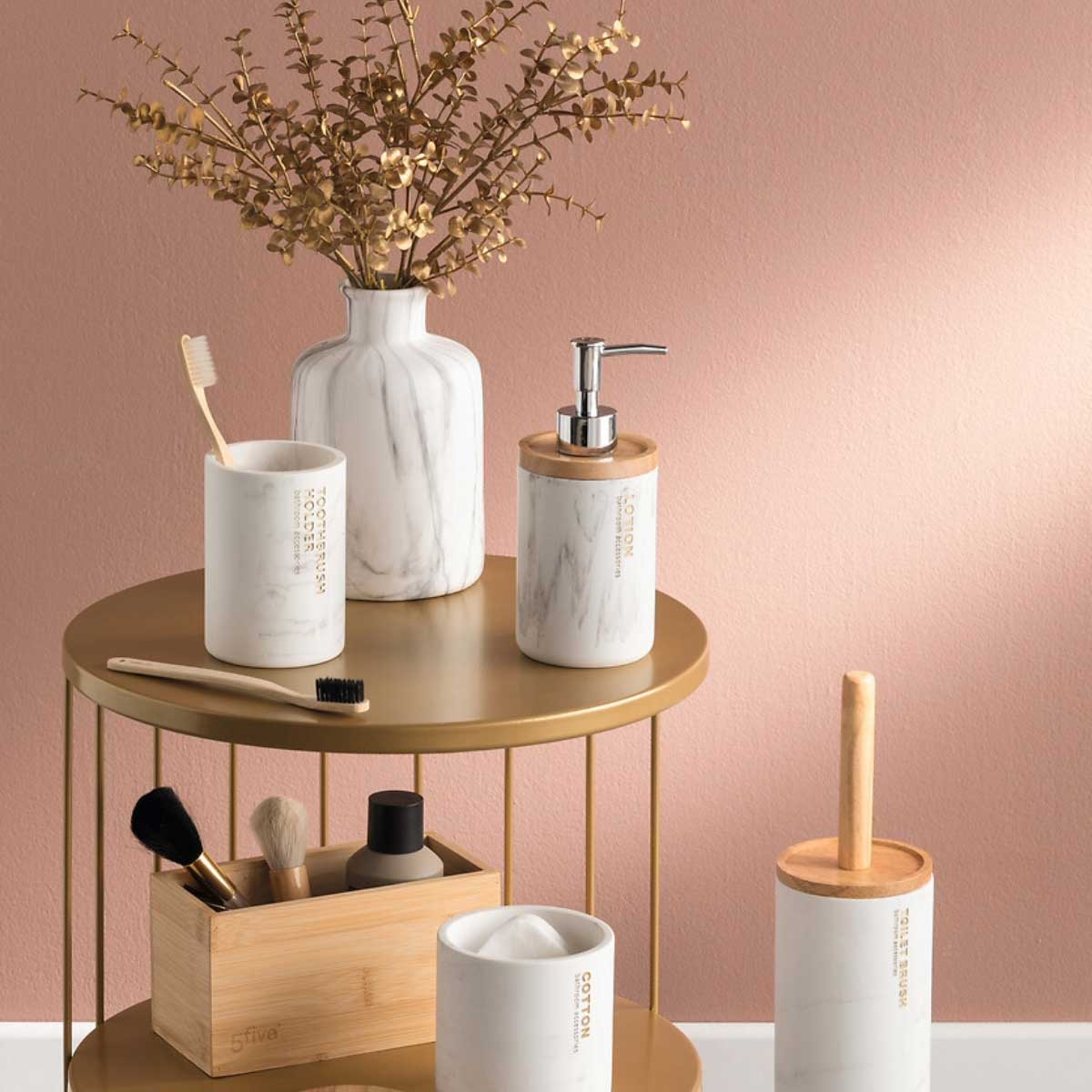 Vaso De Lavabo Efecto Mármol Blanco