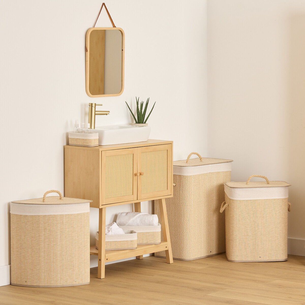 Cesto ropa wc STEMPY marr&oacute;n 100L