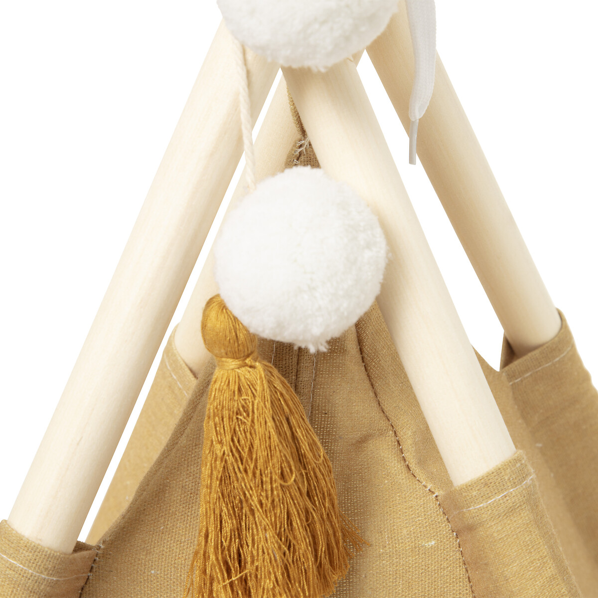 Tienda Tipi Ocre Pompones 120x120x160Cm