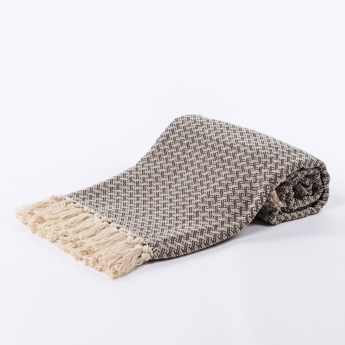 Manta Paraiso Marr&oacute;n Con Flecos 120x160cm