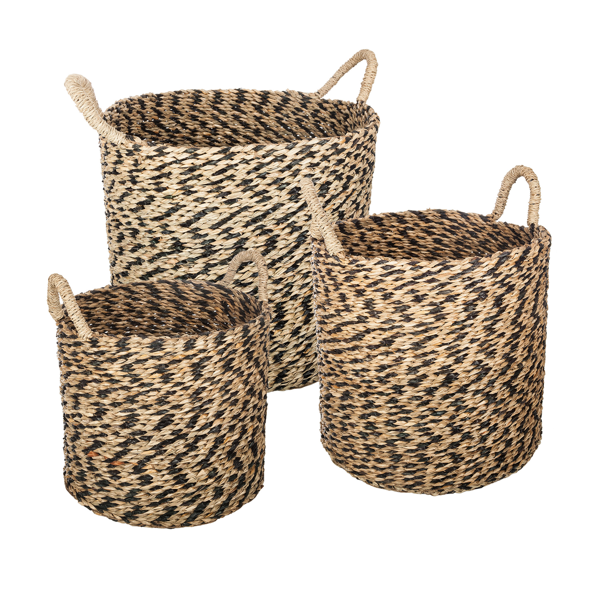 Cesto Seagrass Etnic Com Pegas 32x35cm