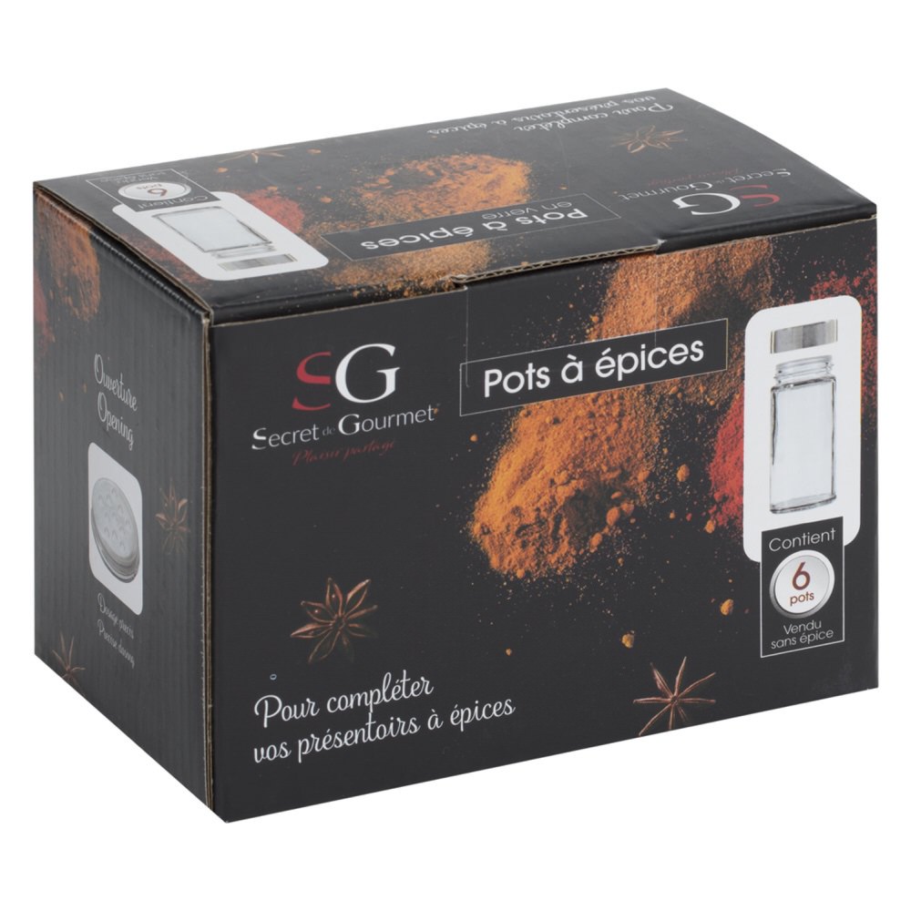 Juego 6 Tarros De Vidrio P/Especias