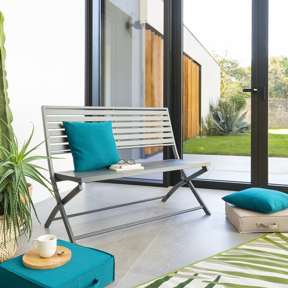 Banco plegable OLBIA gris graphite de metal