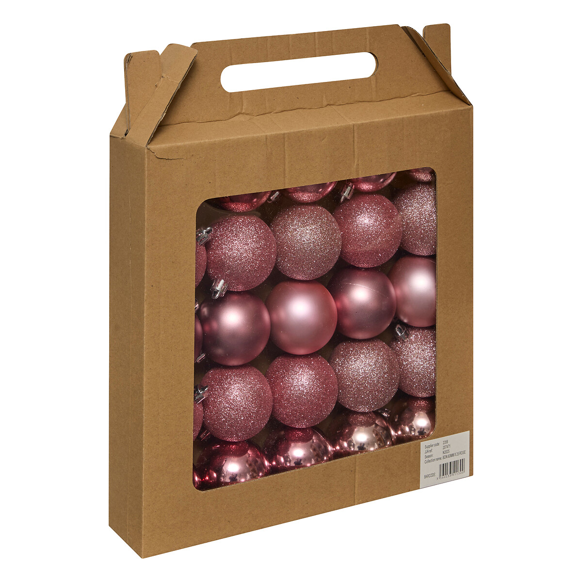 Set 25 bolas de Navidad rosa 6cm 