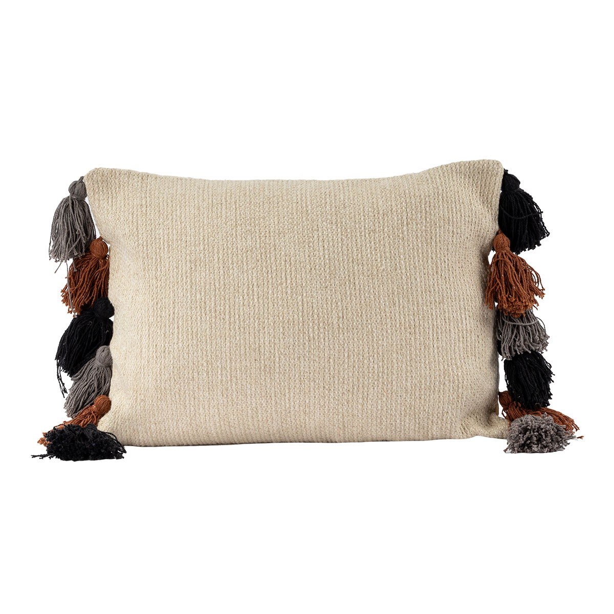 Coj&iacute;n SAIDIA beige con pompones 35x50Cm