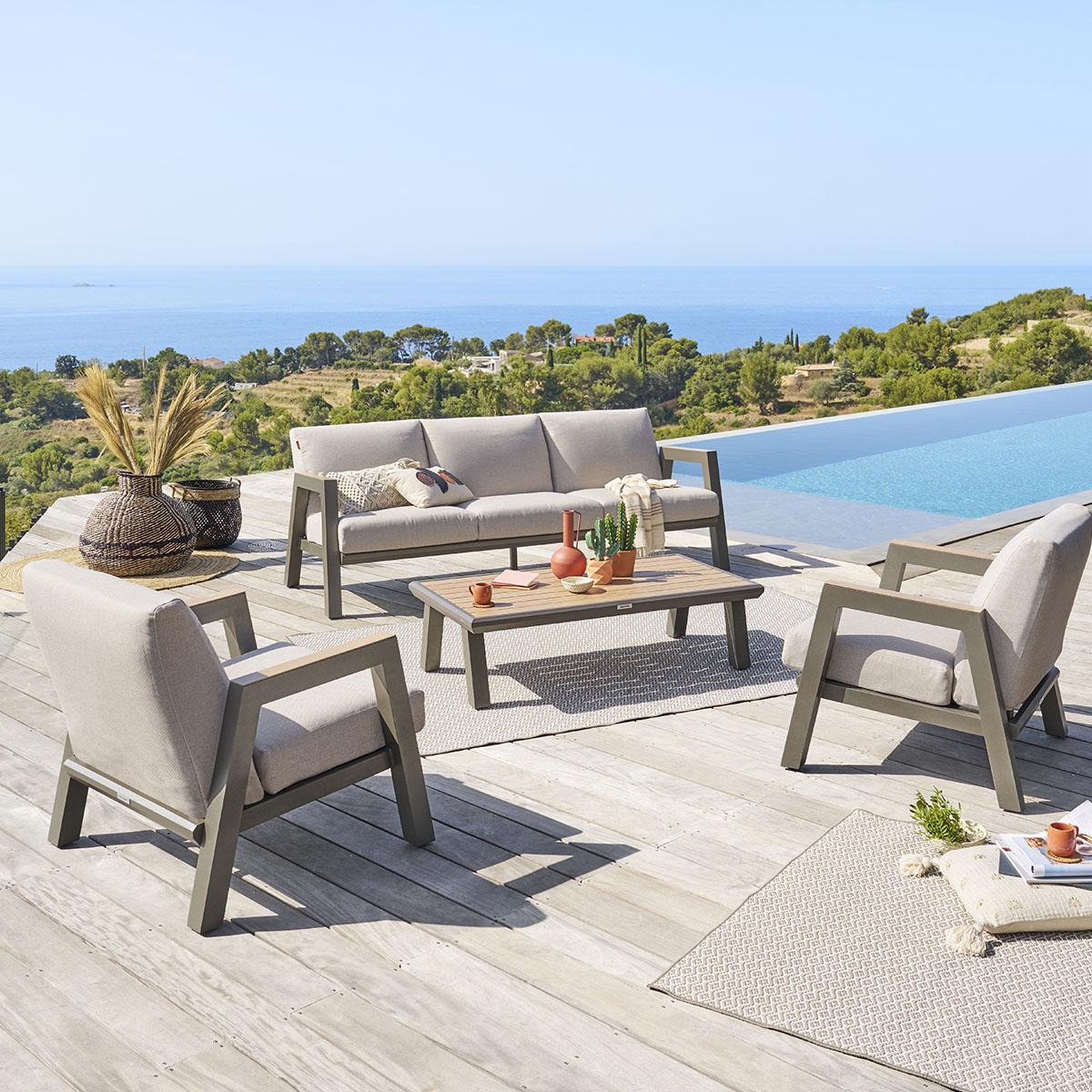 Conjunto De Jardim Axiome Praliné Bege 5 Lugares