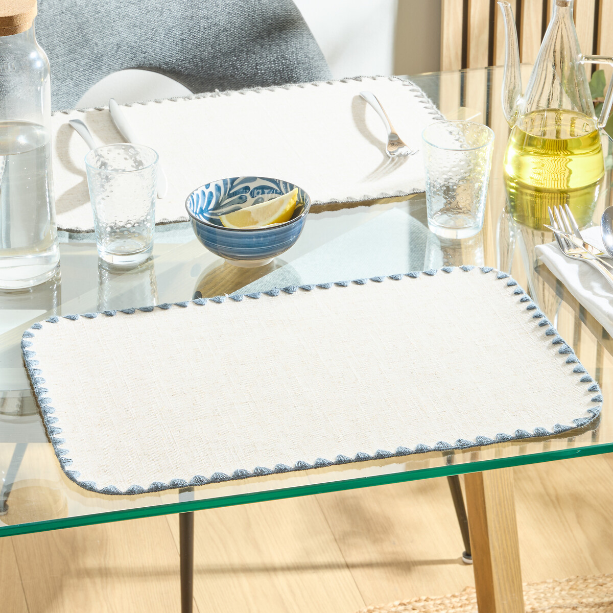 Mantel individual SANDRINE azul 30x45cm
