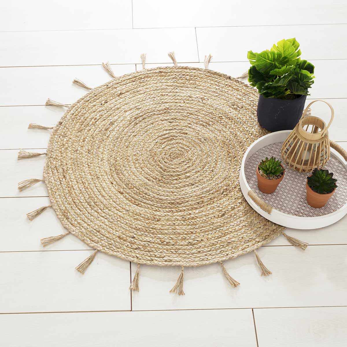 Alfombra LUREX COSY beige de yute 80cm