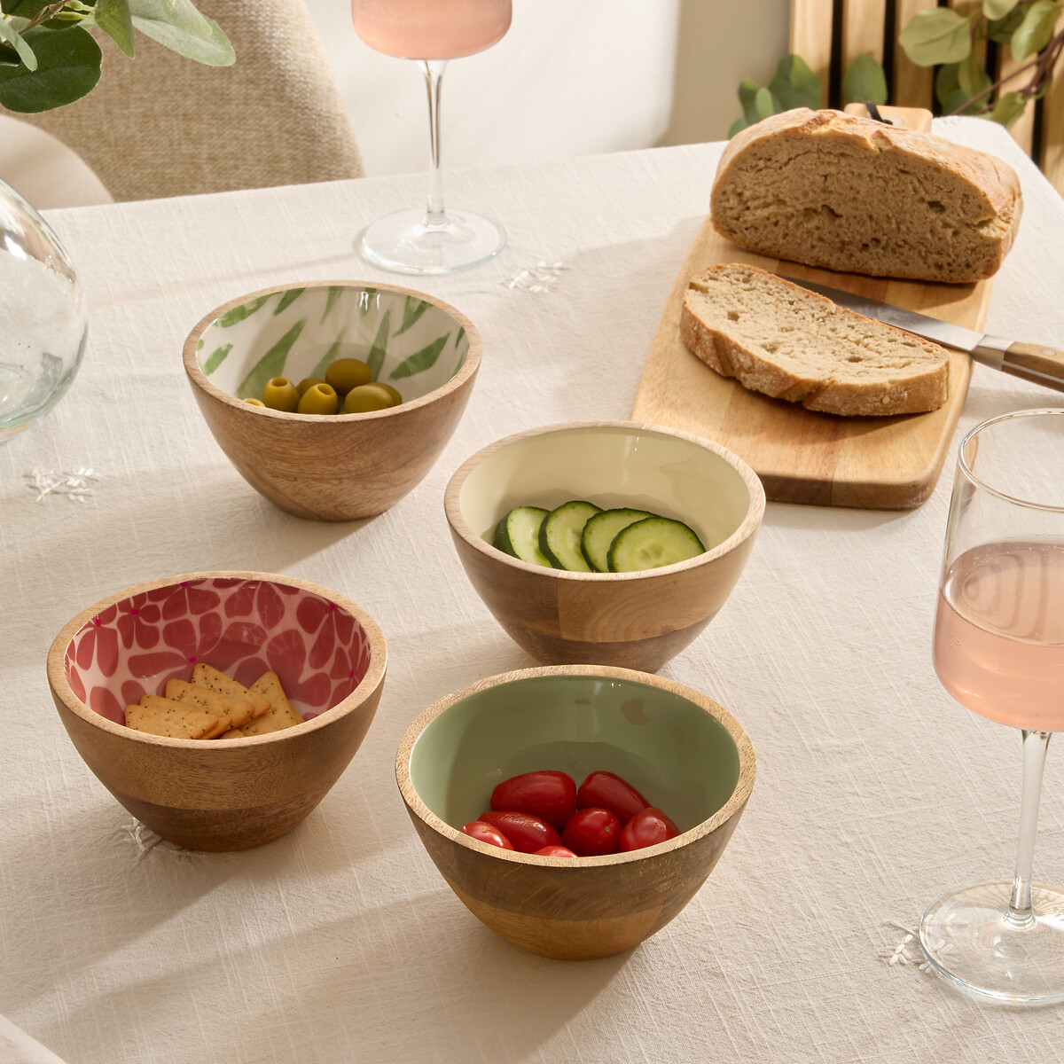 Bowl INAYA verde de madera de mango 13cm